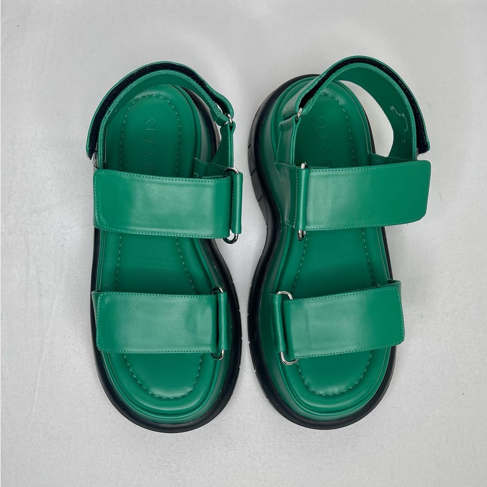 Green Platform Strap Sandals with Chunky Sole - Picture 7 of 11